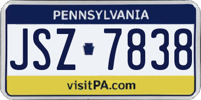 PA license plate JSZ7838