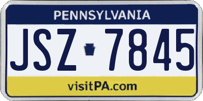 PA license plate JSZ7845