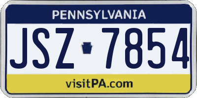 PA license plate JSZ7854