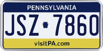 PA license plate JSZ7860