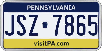 PA license plate JSZ7865