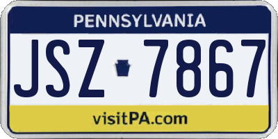 PA license plate JSZ7867