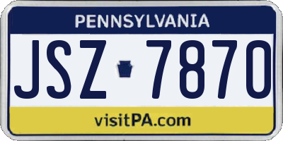 PA license plate JSZ7870