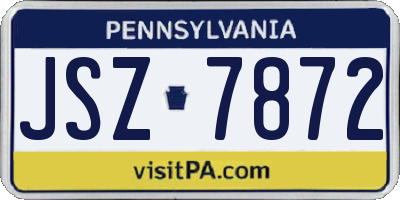 PA license plate JSZ7872