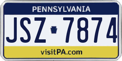 PA license plate JSZ7874