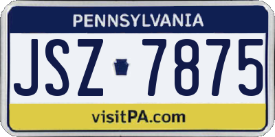 PA license plate JSZ7875