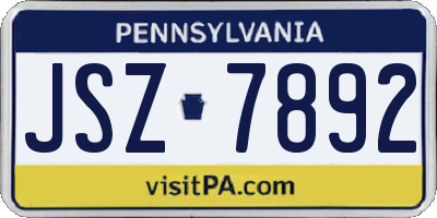 PA license plate JSZ7892