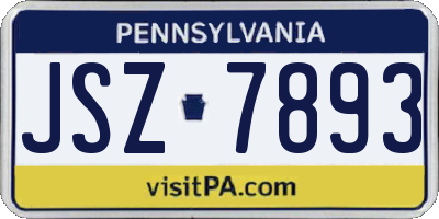 PA license plate JSZ7893