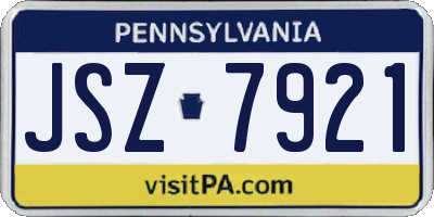 PA license plate JSZ7921