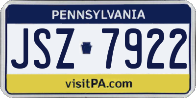 PA license plate JSZ7922