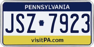 PA license plate JSZ7923