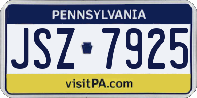 PA license plate JSZ7925
