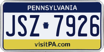 PA license plate JSZ7926