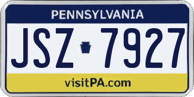 PA license plate JSZ7927
