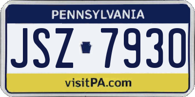 PA license plate JSZ7930