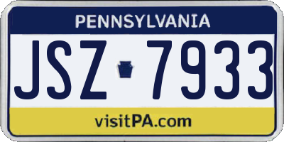 PA license plate JSZ7933