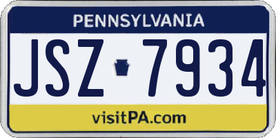 PA license plate JSZ7934