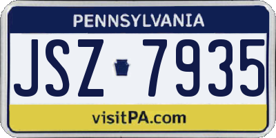 PA license plate JSZ7935