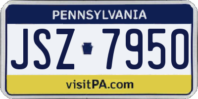 PA license plate JSZ7950
