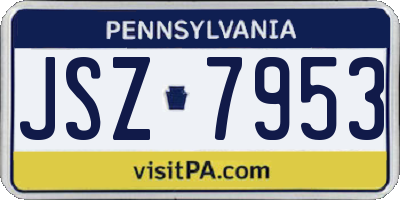 PA license plate JSZ7953