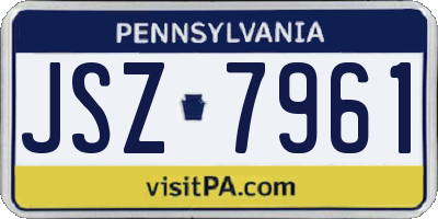 PA license plate JSZ7961