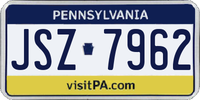 PA license plate JSZ7962