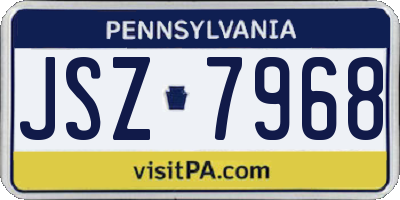 PA license plate JSZ7968