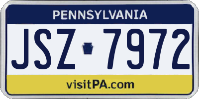 PA license plate JSZ7972