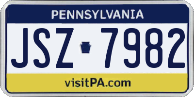 PA license plate JSZ7982