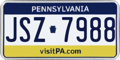 PA license plate JSZ7988