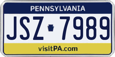 PA license plate JSZ7989