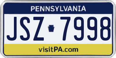 PA license plate JSZ7998