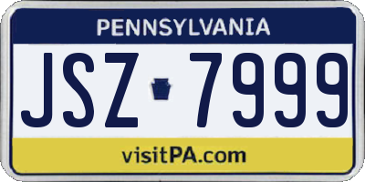 PA license plate JSZ7999