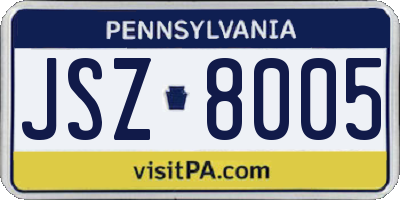 PA license plate JSZ8005
