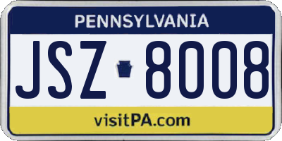 PA license plate JSZ8008