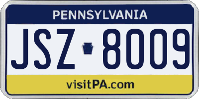 PA license plate JSZ8009