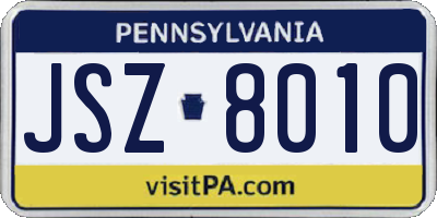 PA license plate JSZ8010