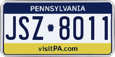 PA license plate JSZ8011