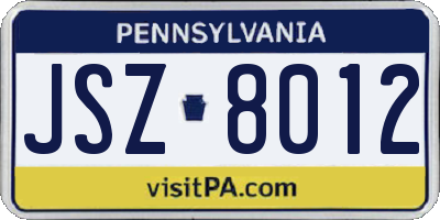 PA license plate JSZ8012