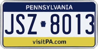 PA license plate JSZ8013