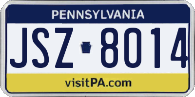 PA license plate JSZ8014
