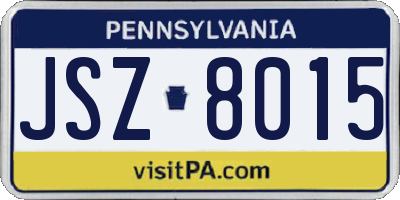 PA license plate JSZ8015