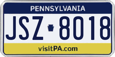 PA license plate JSZ8018