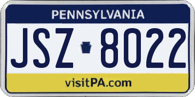 PA license plate JSZ8022