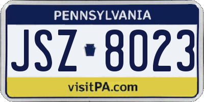 PA license plate JSZ8023