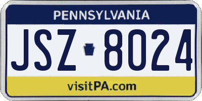 PA license plate JSZ8024