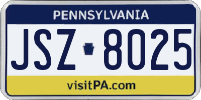 PA license plate JSZ8025