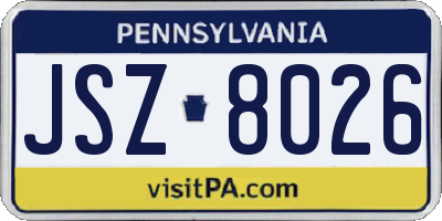 PA license plate JSZ8026