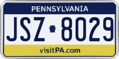 PA license plate JSZ8029