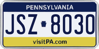 PA license plate JSZ8030